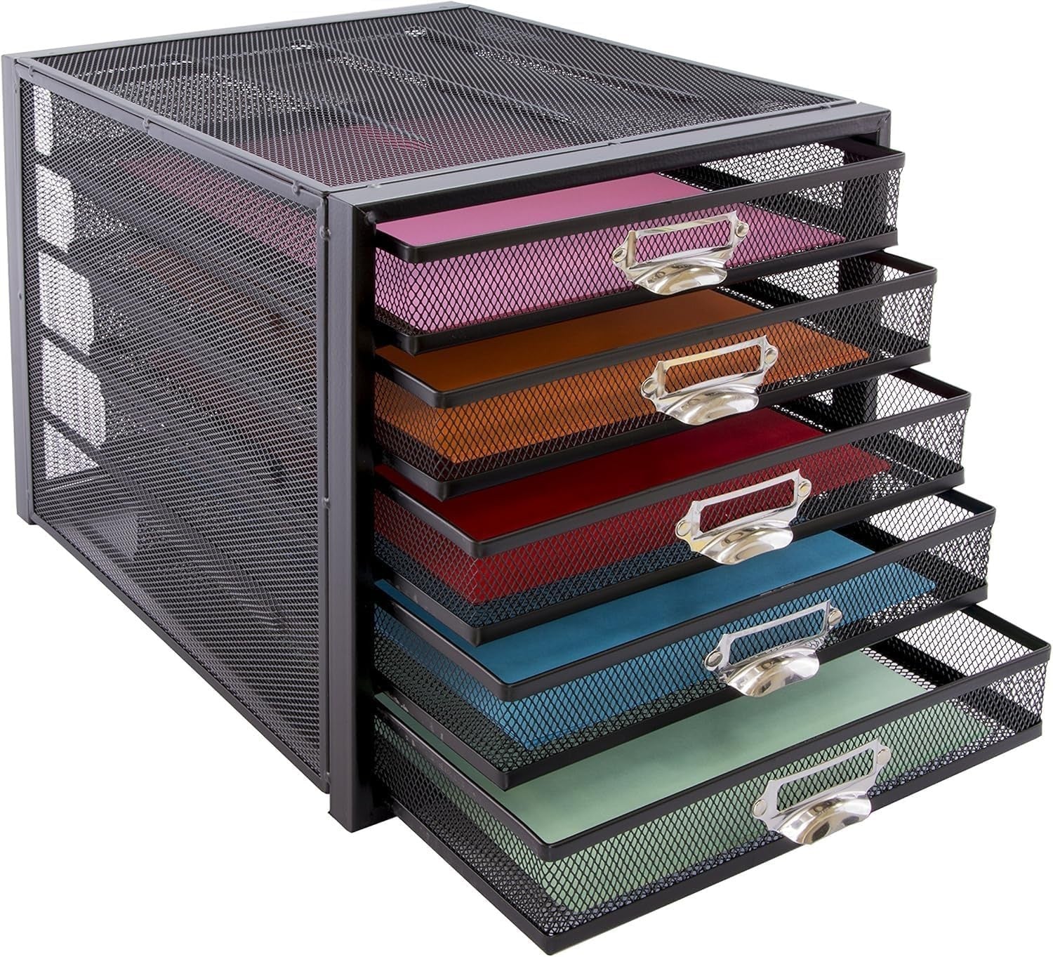 5-Tier Black Wire Mesh Desk Organizer Tray for A4 Files & Documents