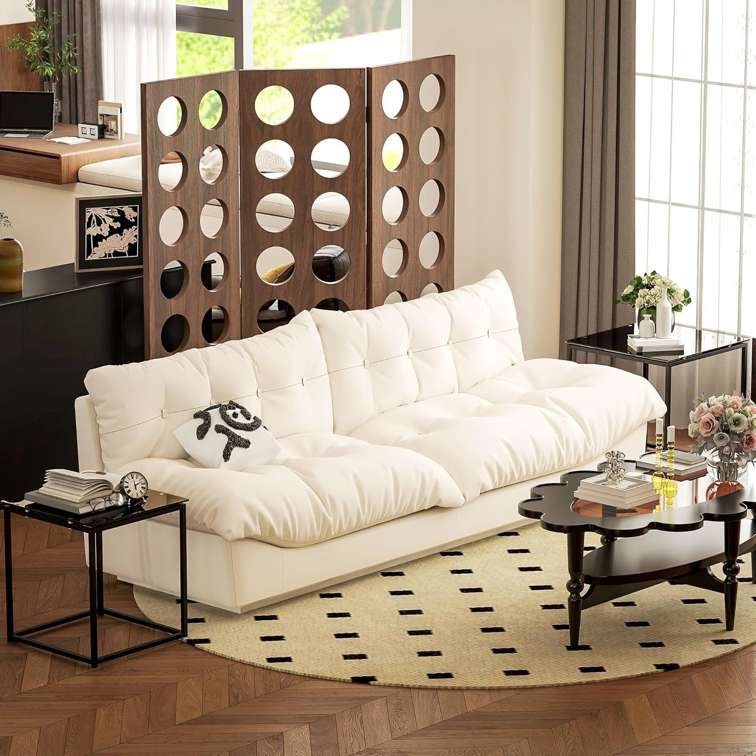 Nesting Coffee Table Set of 2 Black Tempered Glass Side End Tables Max 30KG