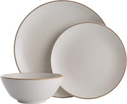 12pc Cream Stoneware Dinner Set Plates Bowls Service for 4 Modern Tableware