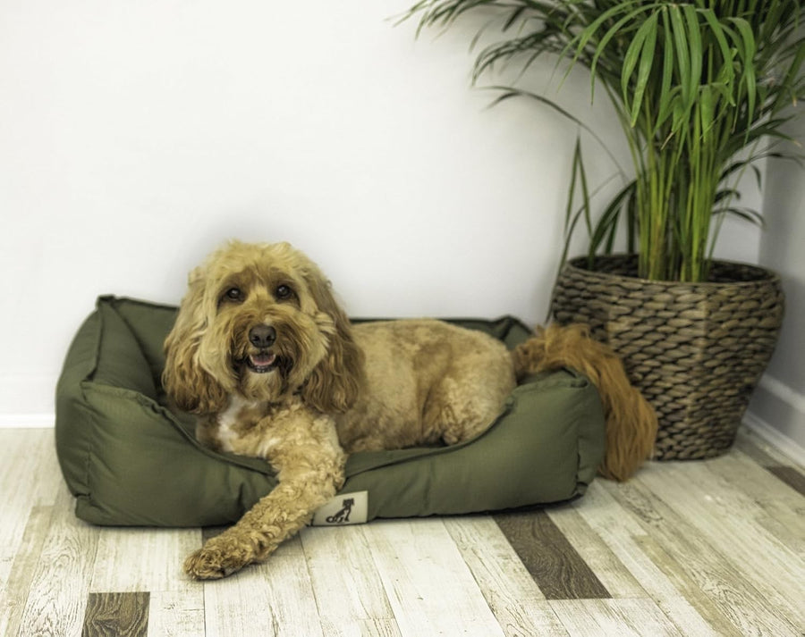 Small Waterproof Dog Bed 61x48cm Washable Basket Green