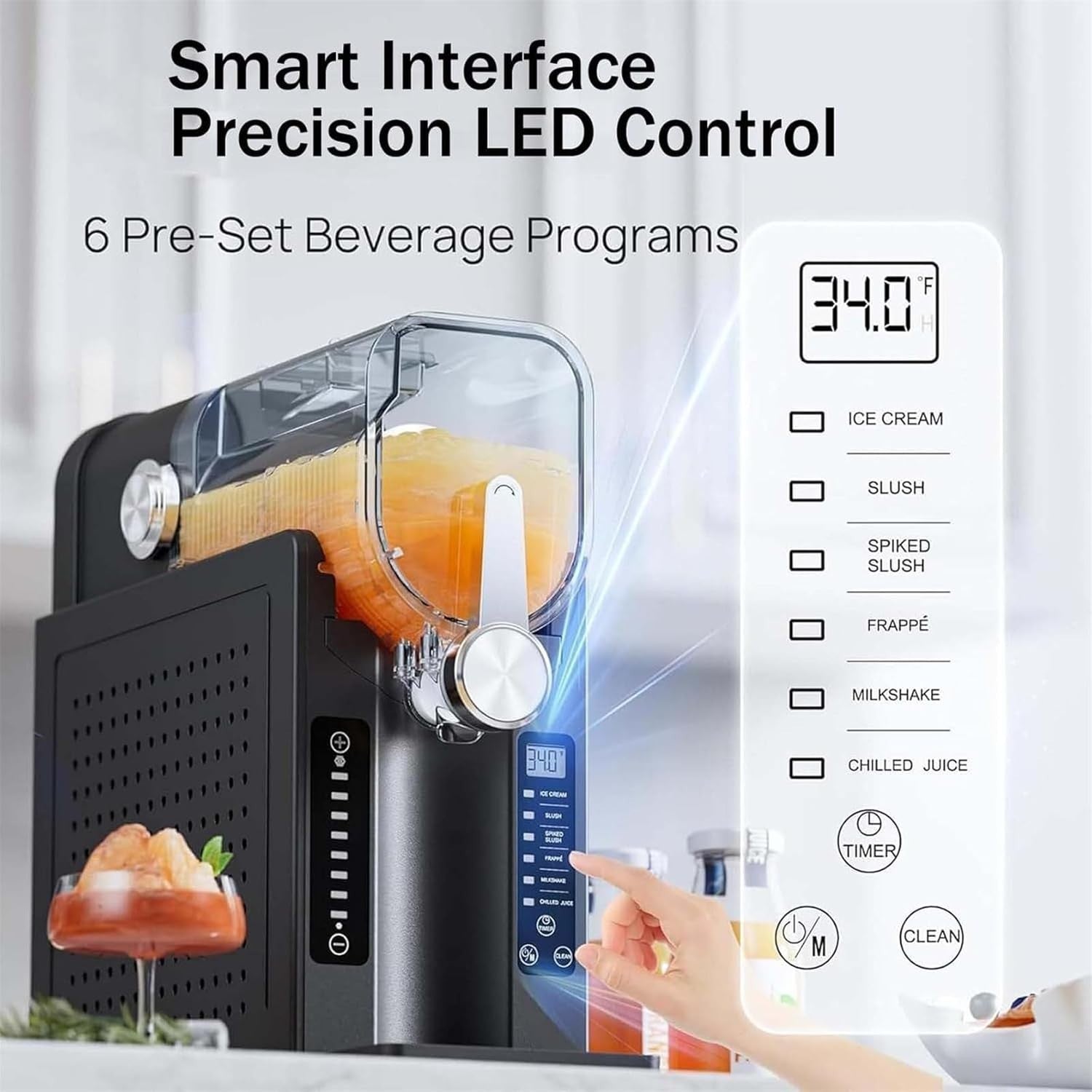 Commercial Slush Machine Frozen Drink Maker Auto Clean 1.6L Fast Freeze