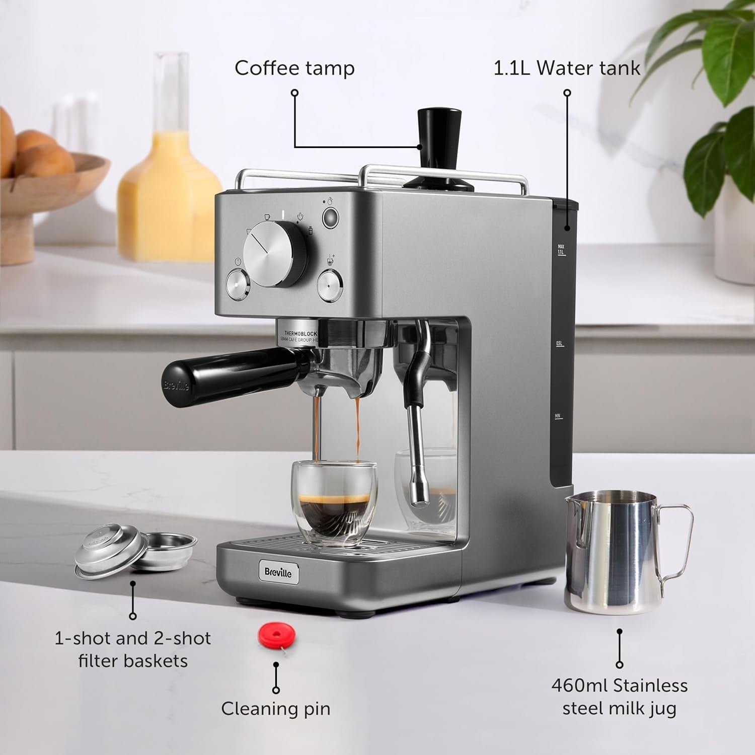Espresso Coffee Machine | 15 Bar Pump | Milk Frother | Compact Metal Design