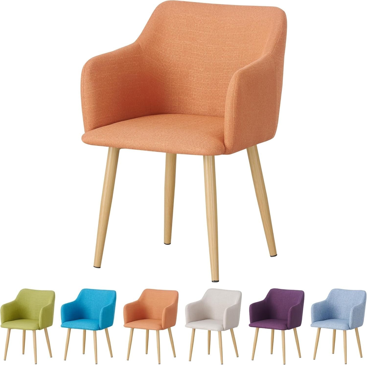 Orange Fabric Tub Chair Wing Back Armchair, Compact Bedroom Vanity Seat