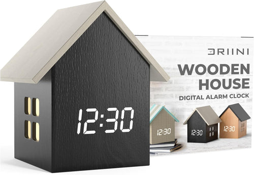 House Shaped Digital Alarm Clock LED Display Temperature Modern Bedside Decor
