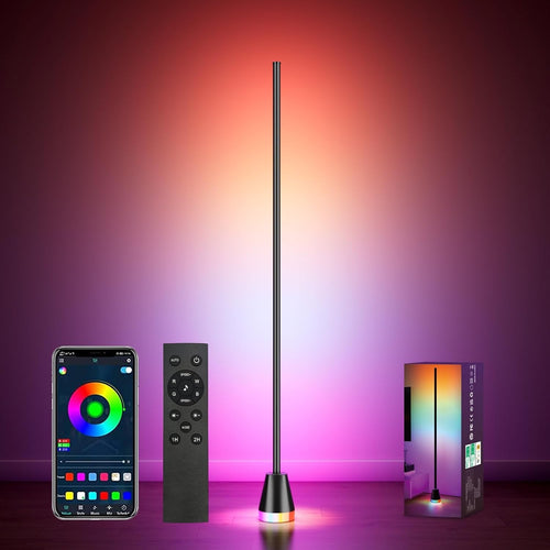 Smart RGB Corner Floor Lamp App Remote Music Sync LED Mood Light Black