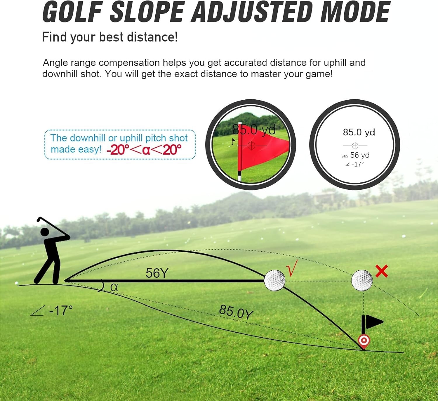Golf Range Finder 660 Yards Slope Flag Lock Vibration Magnetic Tournament Legal
