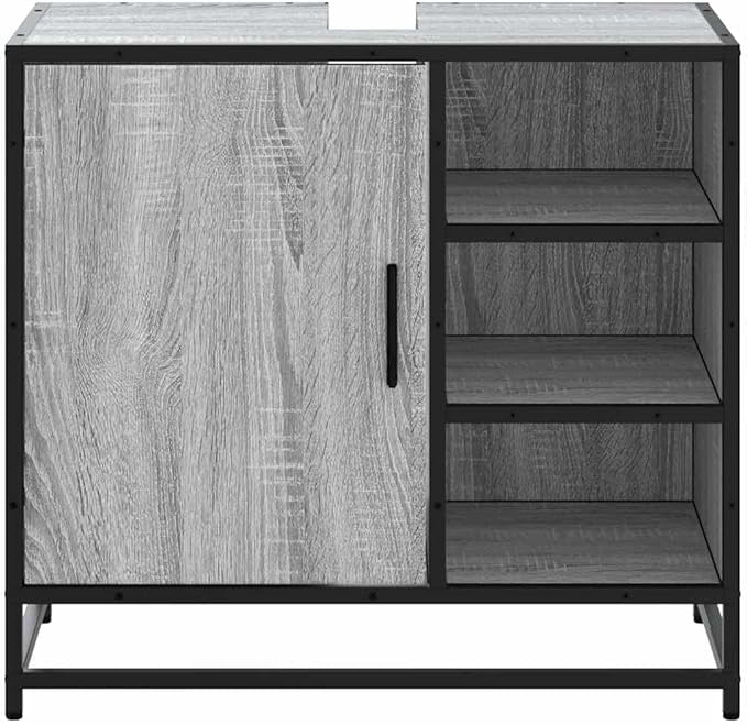 Grey Sonoma Bathroom Sink Cabinet 65x33x60cm Under Basin Storage Cupboard