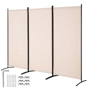3 Panel Beige Folding Room Divider Privacy Screen Partition 260x184cm