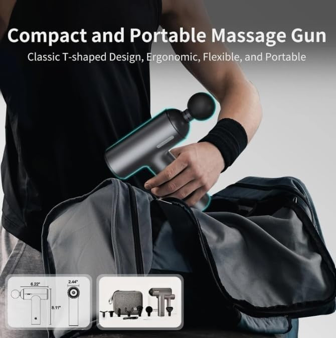 Deep Tissue Massage Gun 6 Speed Percussion Massager Type-C Gym Muscle Relief