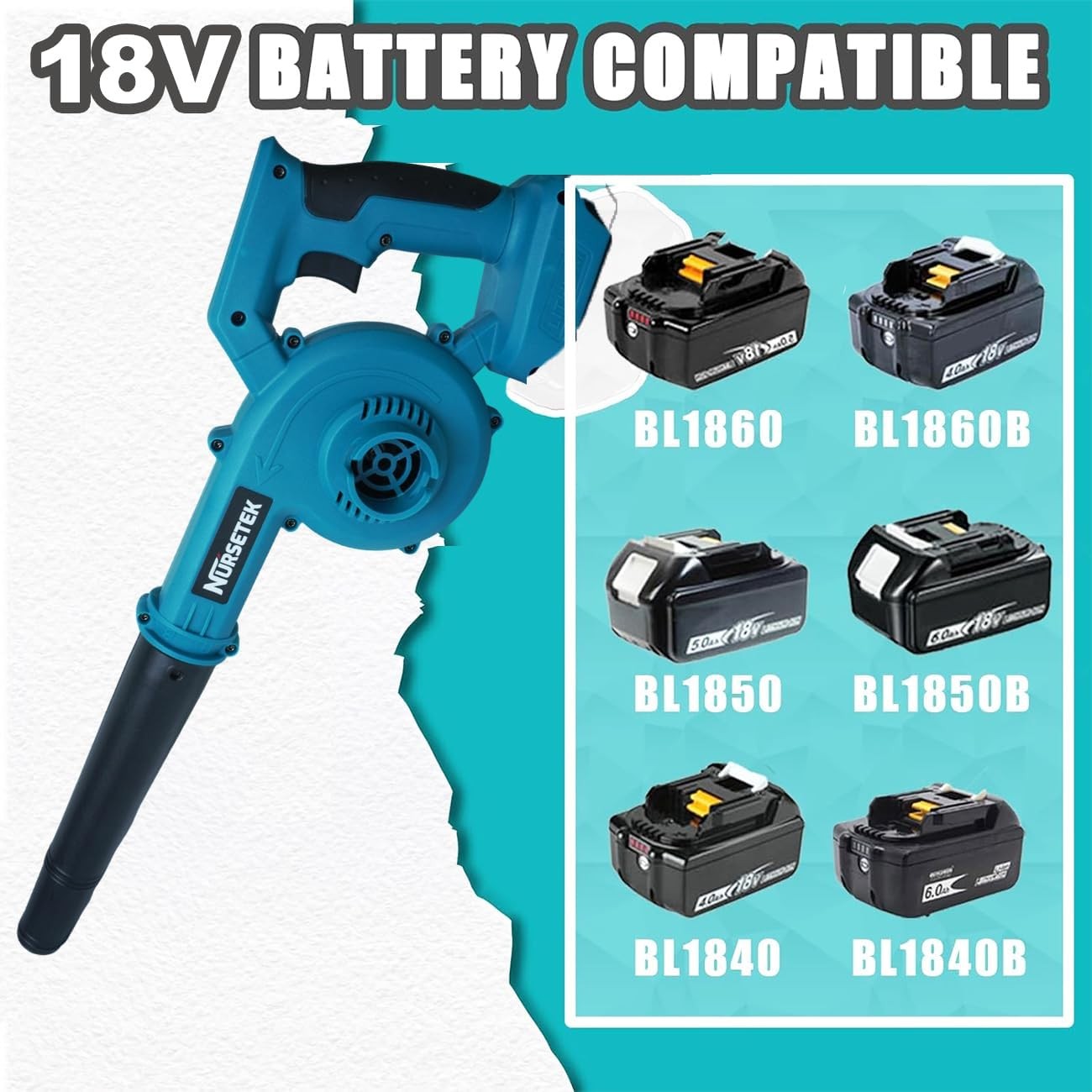 Cordless Leaf Blower Vacuum 18V Twin Battery Garden Patio Car Cleaner