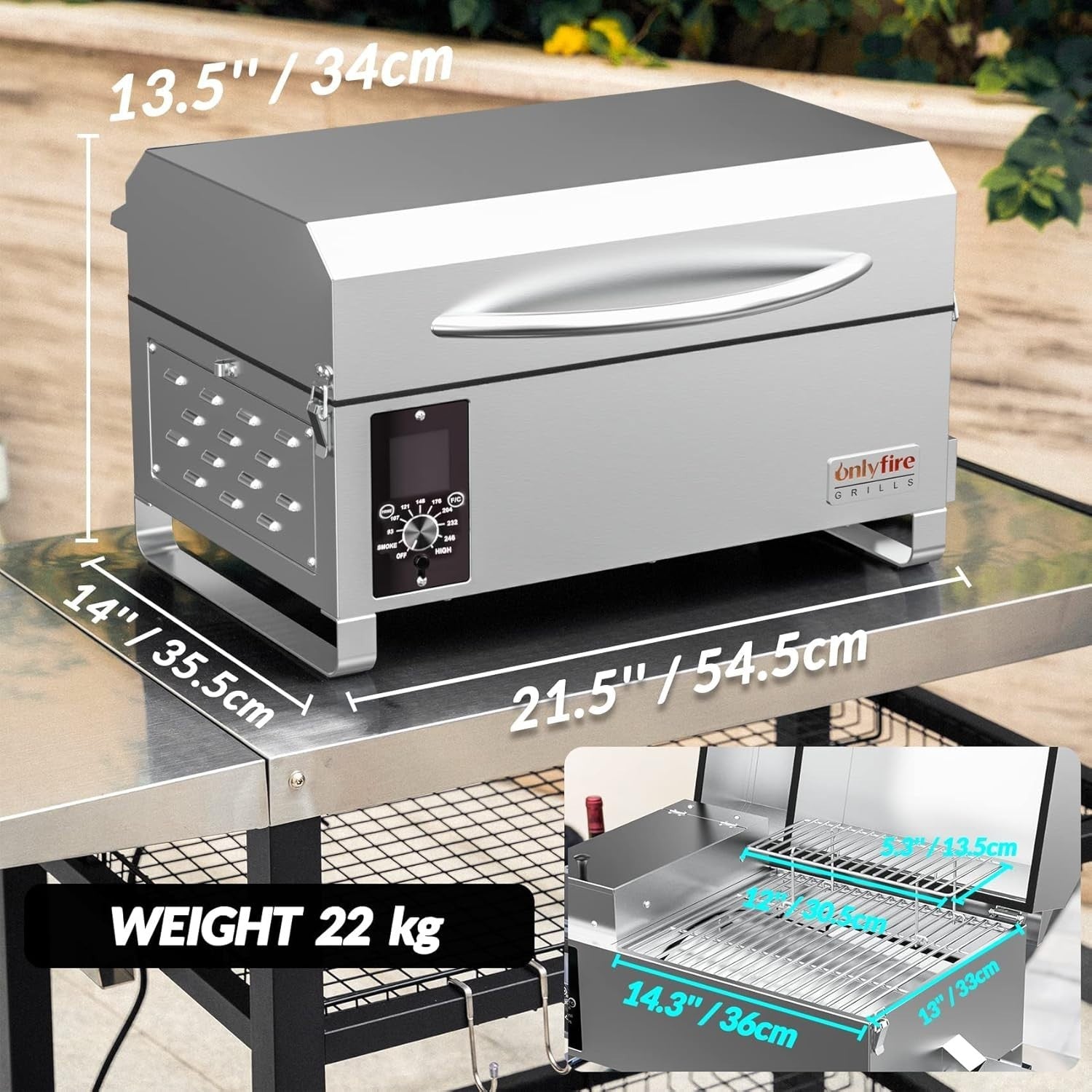 Portable Pellet Smoker BBQ Grill Tabletop 8-in-1 Outdoor Cooker