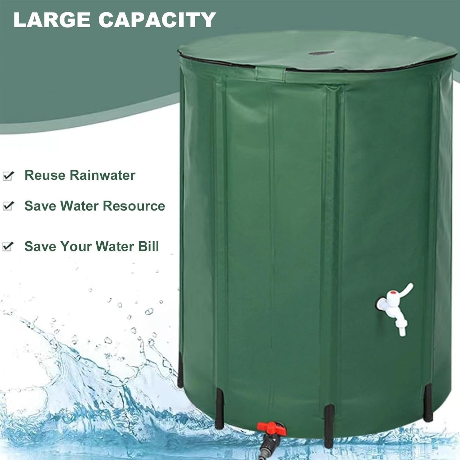 1000L Foldable Garden Water Butt with Tap & Stand – Rain Barrel System