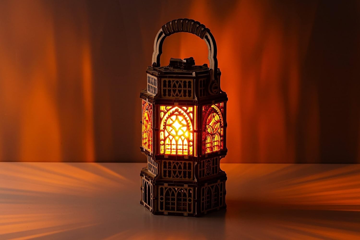 LED Lit 3D Wooden Lantern Puzzle – Mechanical DIY Model for Kids & Adults