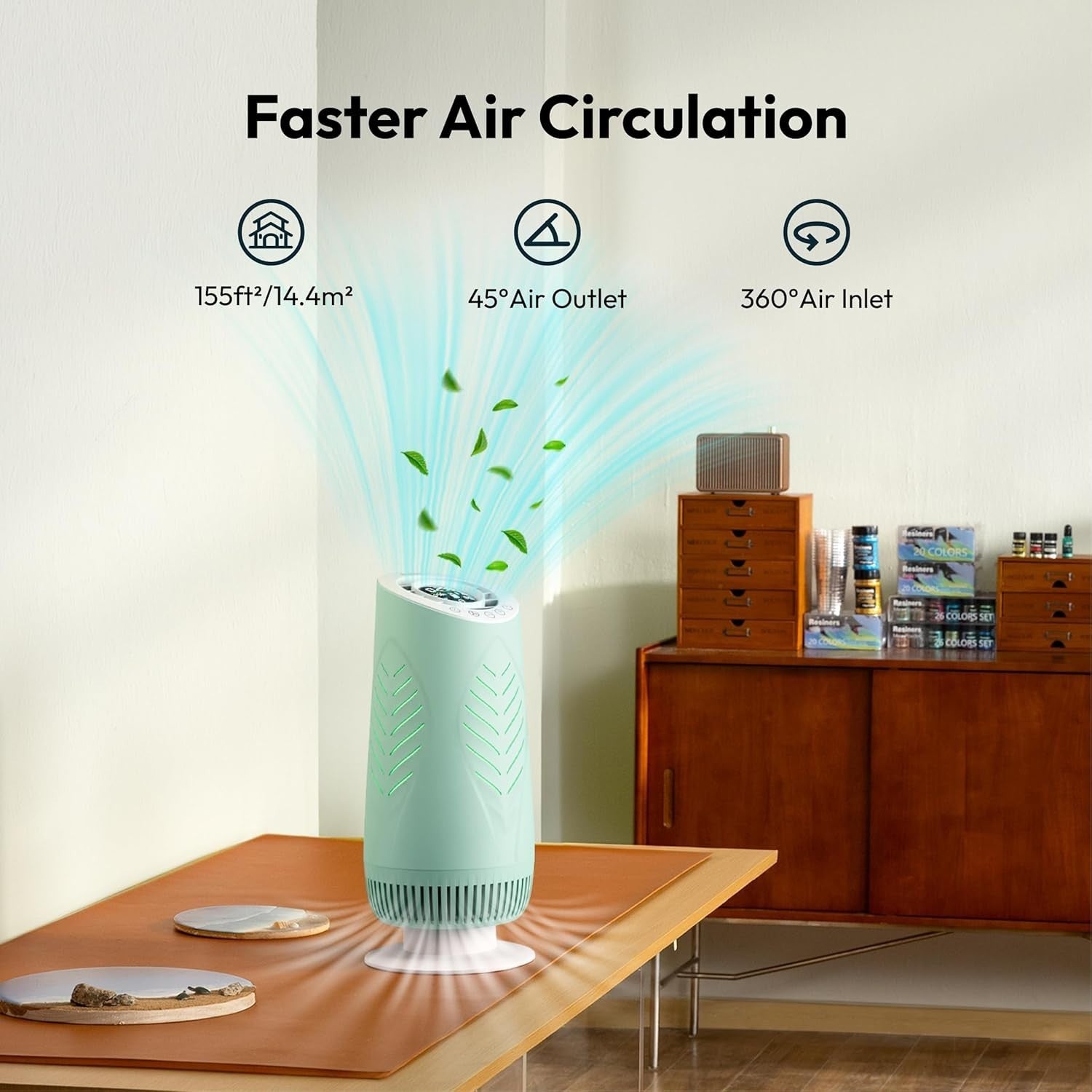 Resin Air Purifier H13 HEPA VOC Fume Filter Auto Mode SGS Certified