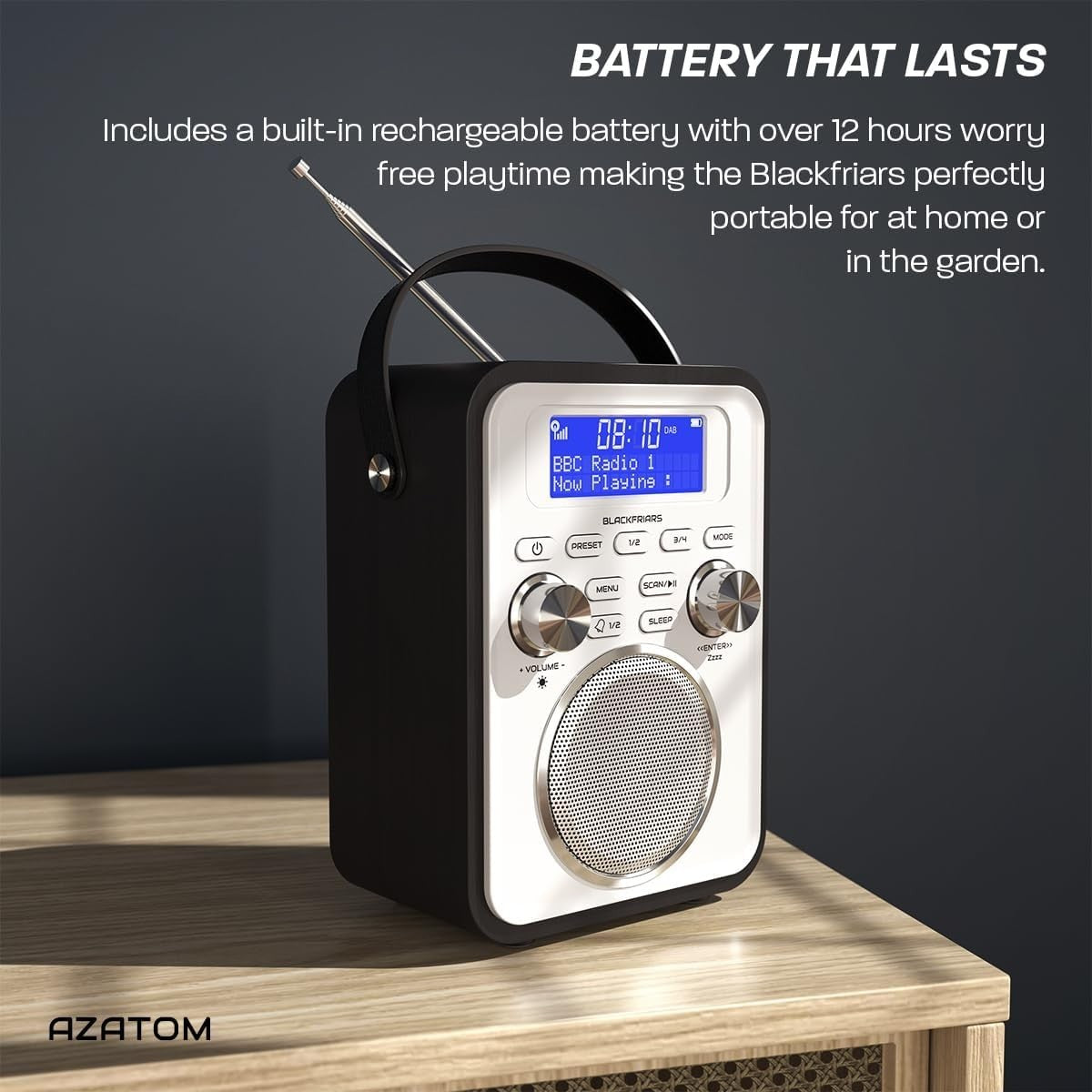 Portable DAB+/FM Digital Radio Bluetooth Remote Rechargeable Alarm