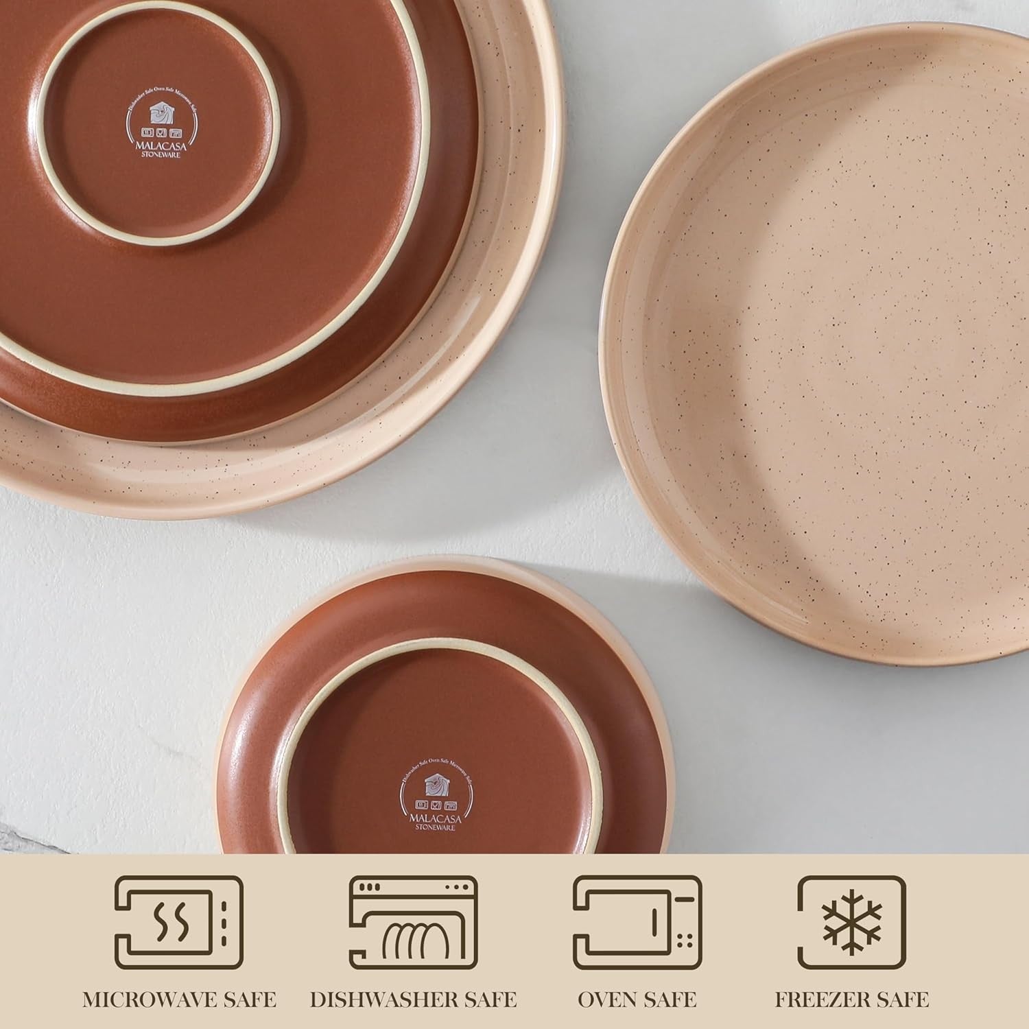 24 Piece Dinner Set 8 Stoneware Plates Bowls Microwave Dishwasher Safe