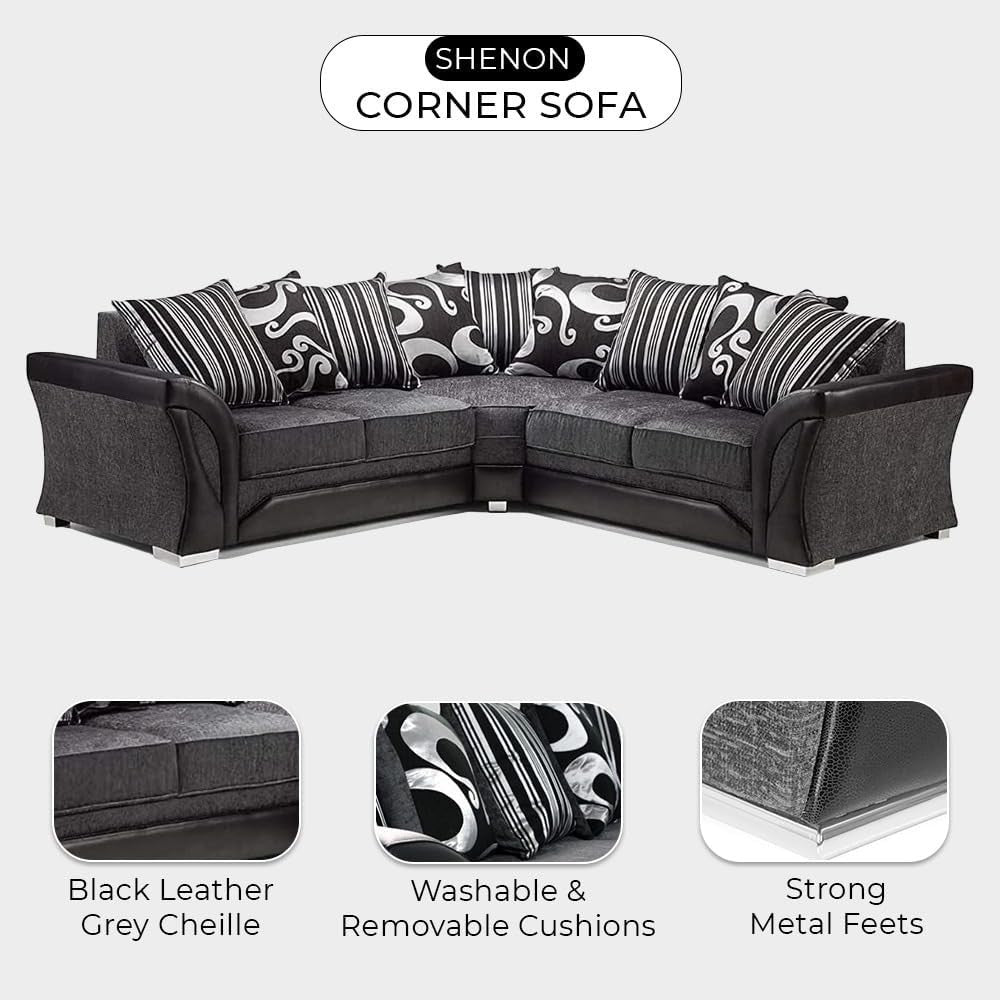 Modern 5 Seater Corner Sofa Set – L Shape 2C2 Sectional with Curved Arms