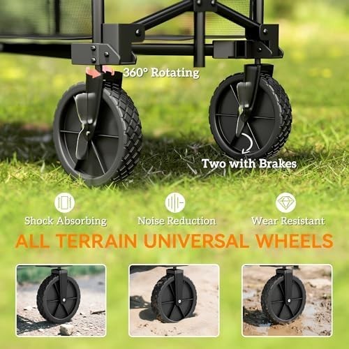 350L Double Decker Foldable Festival Trolley Cart with Wheels & Handle