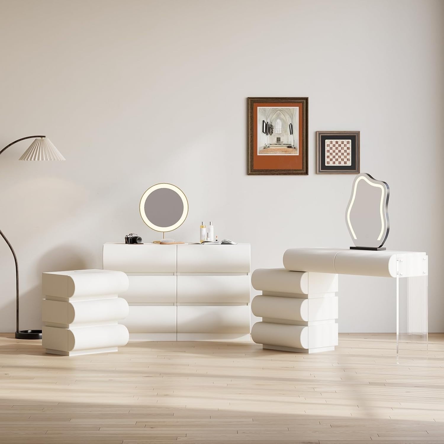 Luxury 3 Drawer Bedside Table with Wireless Charger USB Type-C
