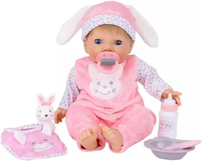 Soft Baby Doll Bunny Outfit Feed & Play Set Birth Certificate
