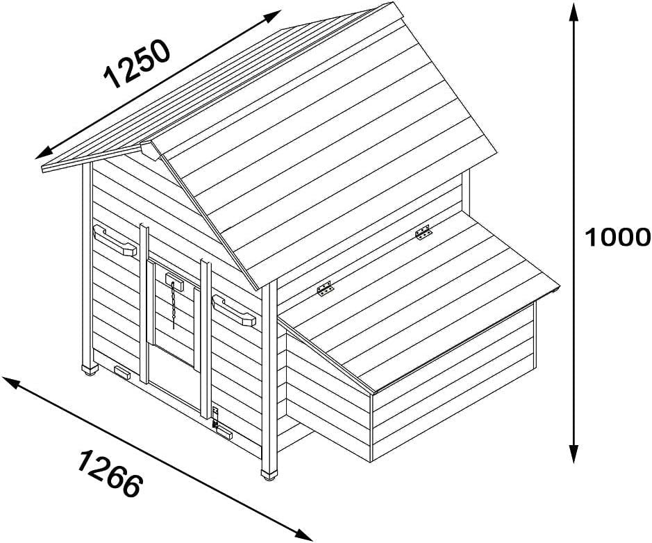 Large Portable Chicken Coop 125cm Hen House w Tray Wheels