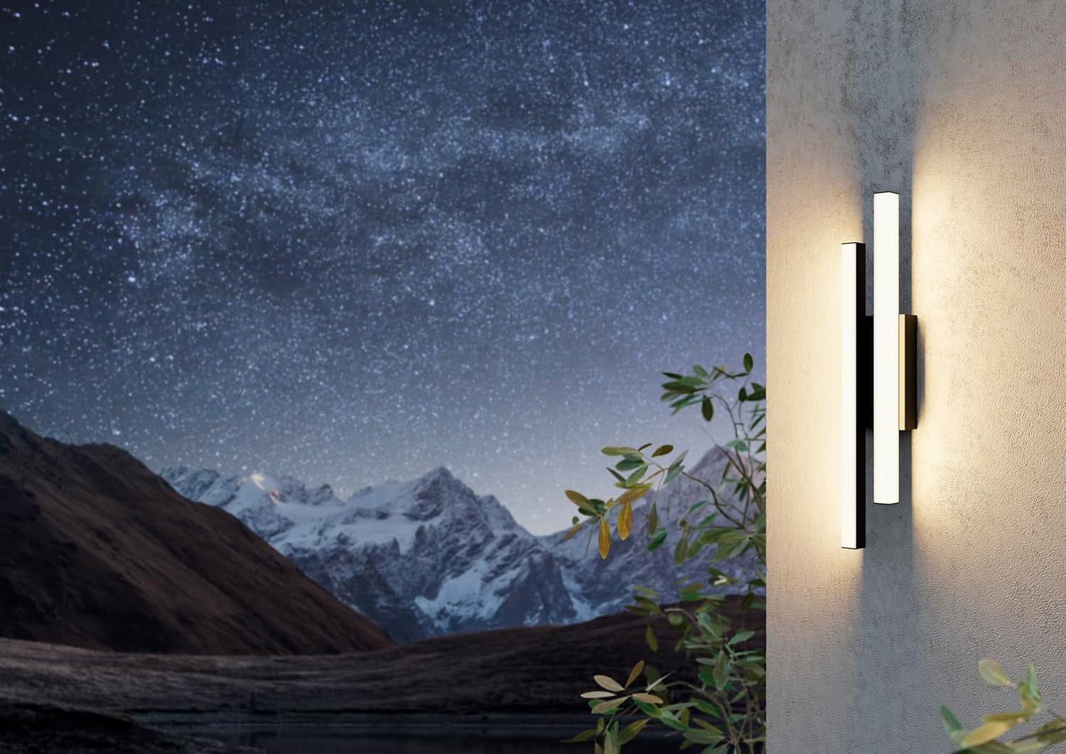 LED Outdoor Wall Light 2 Rods 3000K Warm Waterproof Porch Lamp