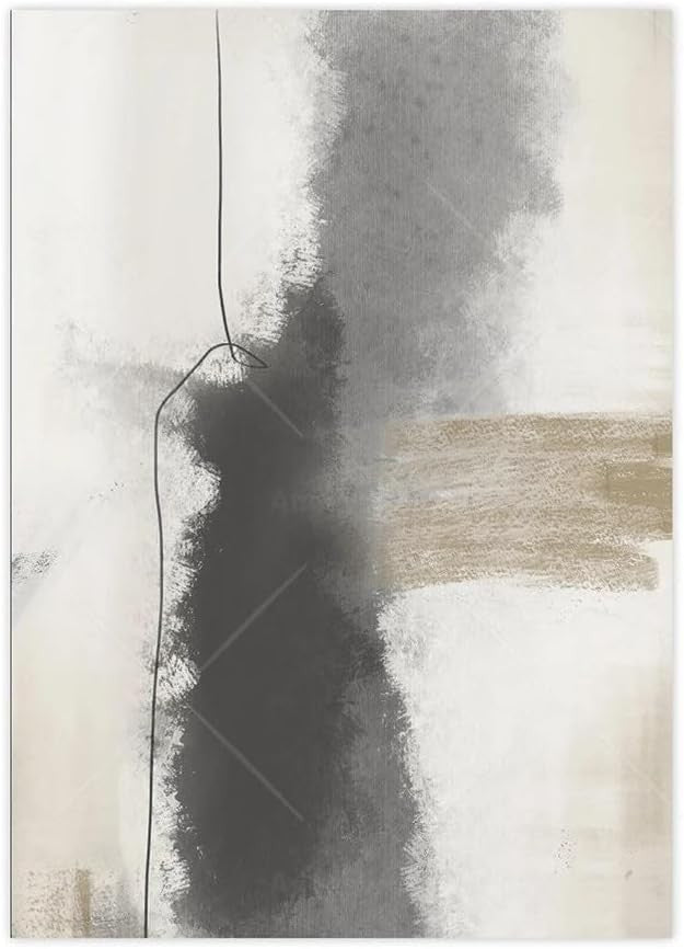 Abstract Canvas Wall Art Set of 3 Beige Black 50x70cm Prints