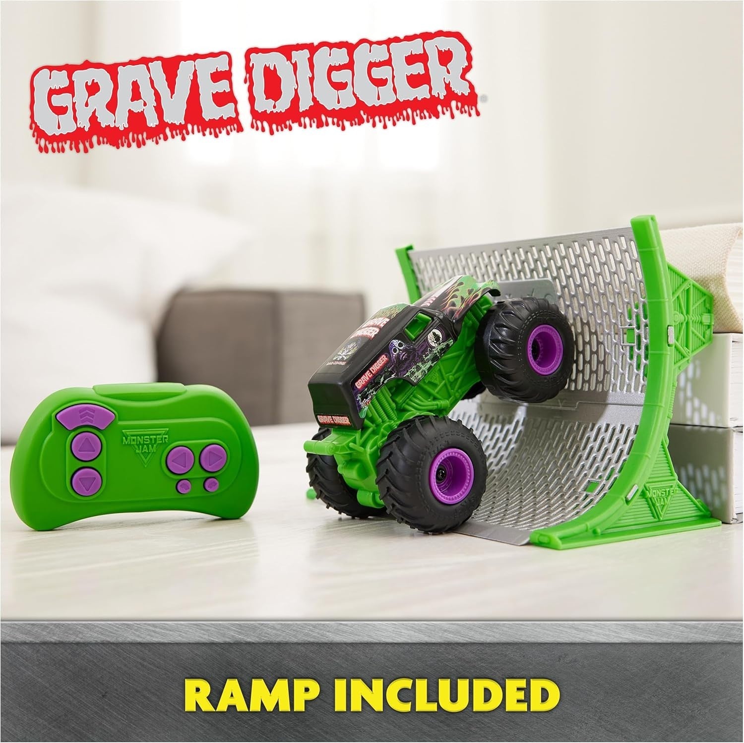 Grave Digger RC Monster Truck 1:64 Scale 2.4GHz Ramp Kids Toy Rechargeable