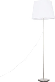 Modern Chrome Floor Lamp Large White Tapered Shade Standing Light LED