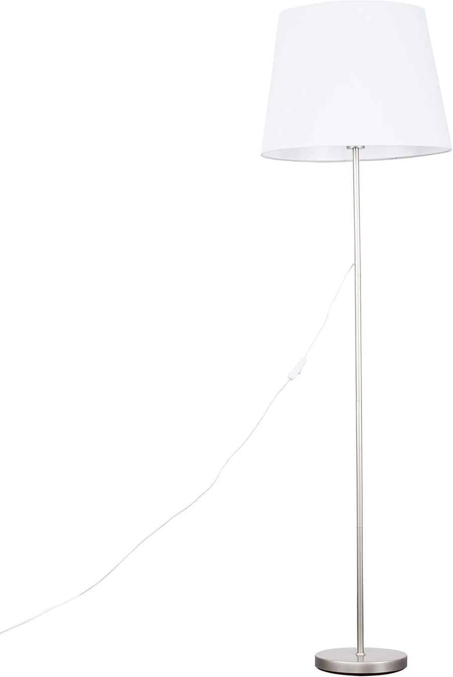 Modern Chrome Floor Lamp Large White Tapered Shade Standing Light LED