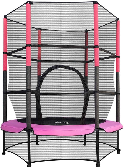 55” Kids Mini Trampoline w Safety Enclosure Indoor Outdoor Junior Play