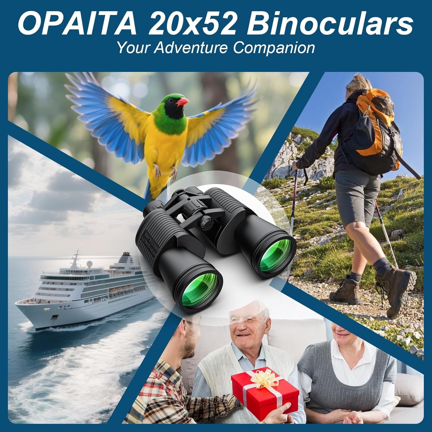 20x52 High Power HD Binoculars Wide View Low Light Vision for Bird Watching Hiki