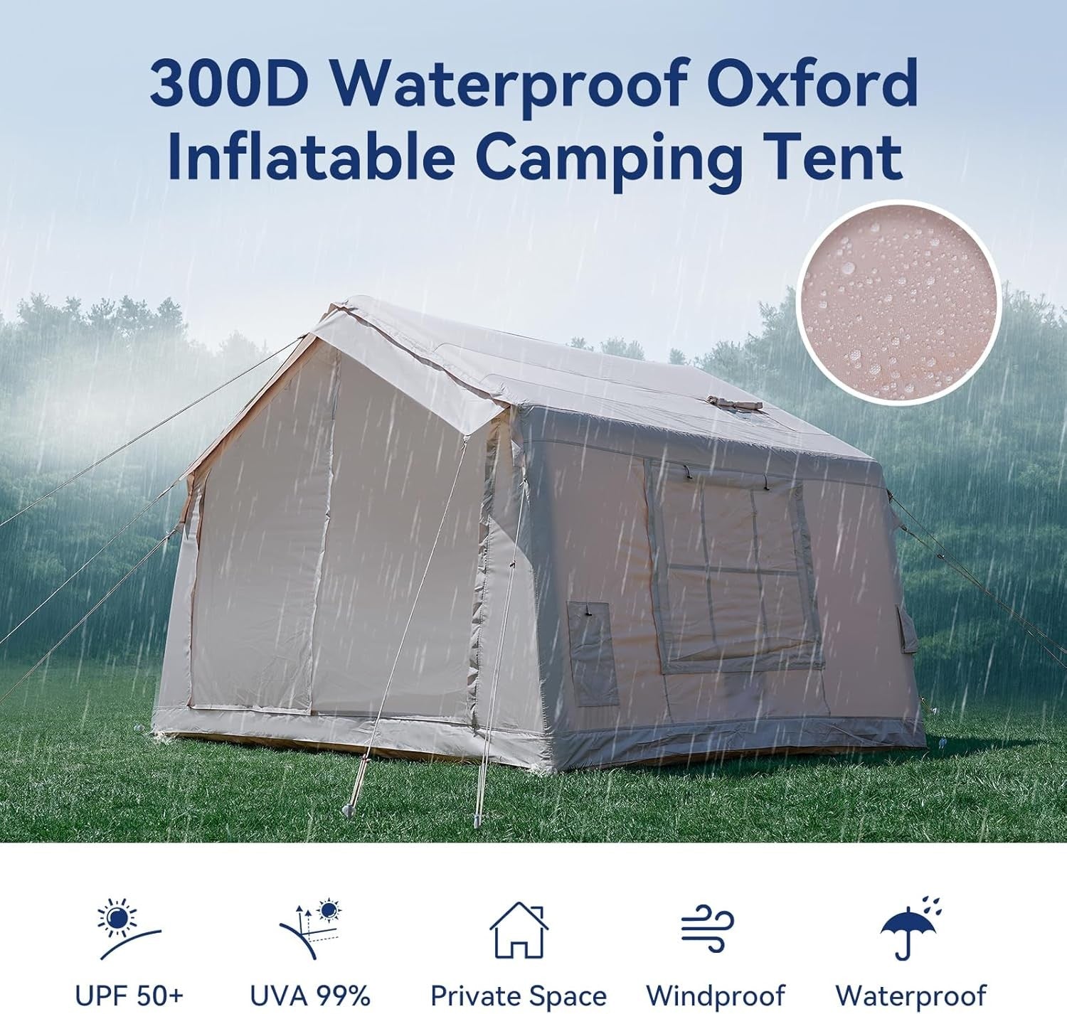 6 Person Inflatable Camping Tent Waterproof Oxford Air Beam Family