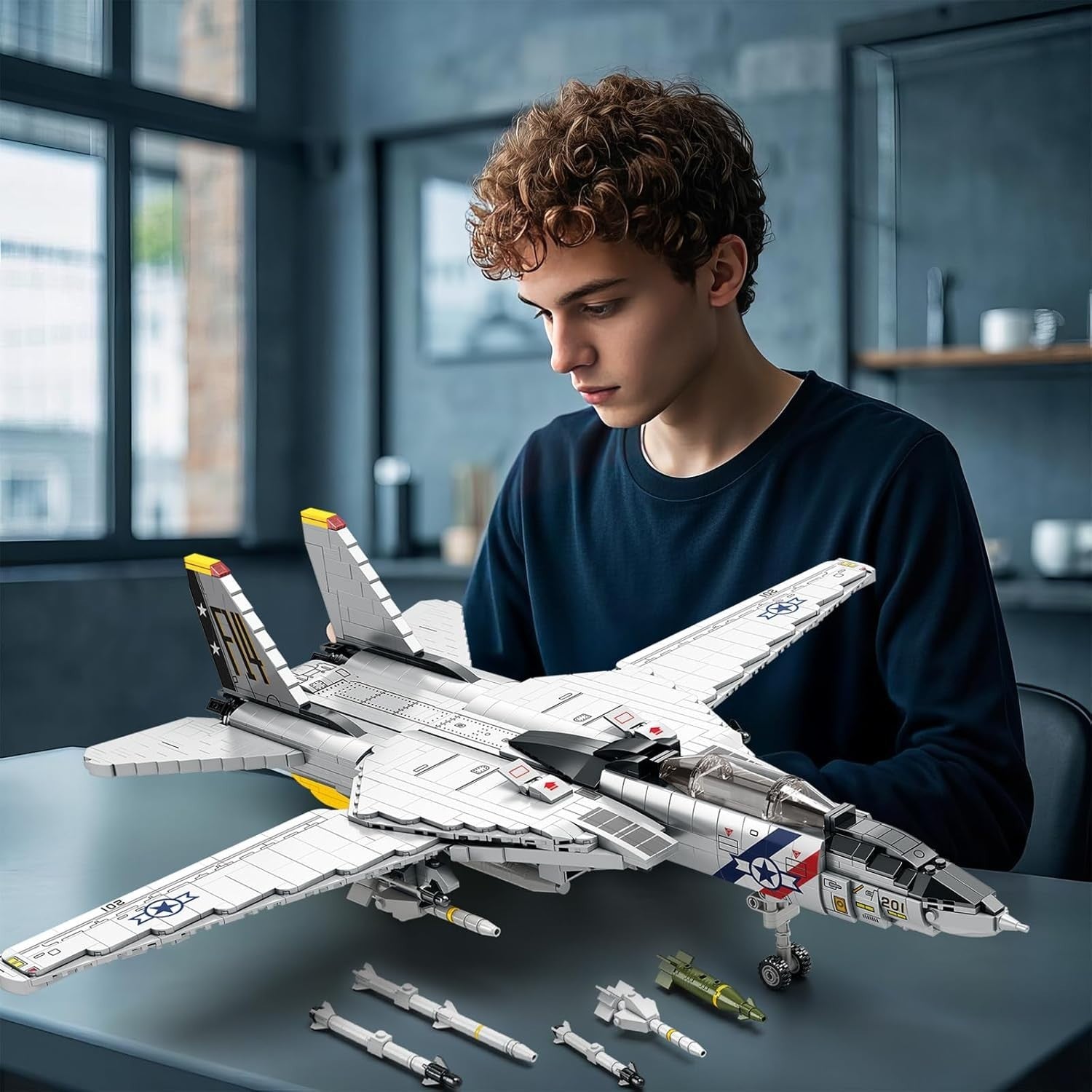 F-14 Fighter Jet Model Kit 1600pcs Military Plane Collectors Set Adults
