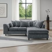 L Shape Corner Sofa 5 Seater – Right Hand Chaise Couch in Crushed Fabric