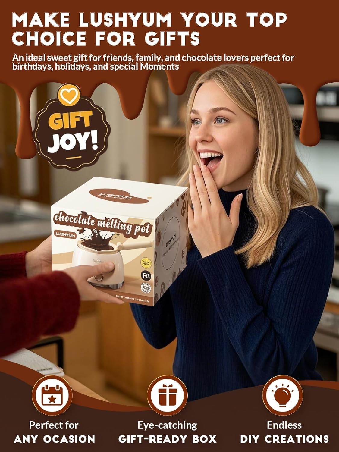Chocolate Melting Pot 4 Cup Candy Melts Warmer Fondue Dipping Set