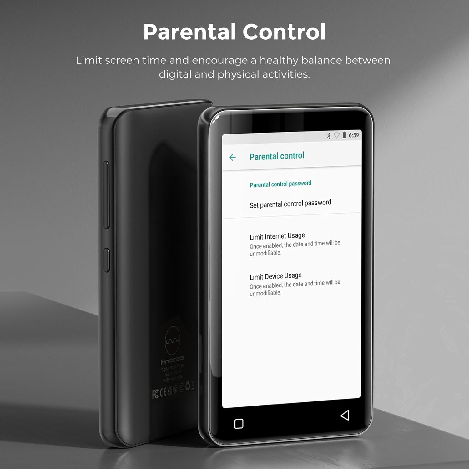 WiFi MP3 Player 80GB Bluetooth Spotify Kids Touchscreen Parental Controls