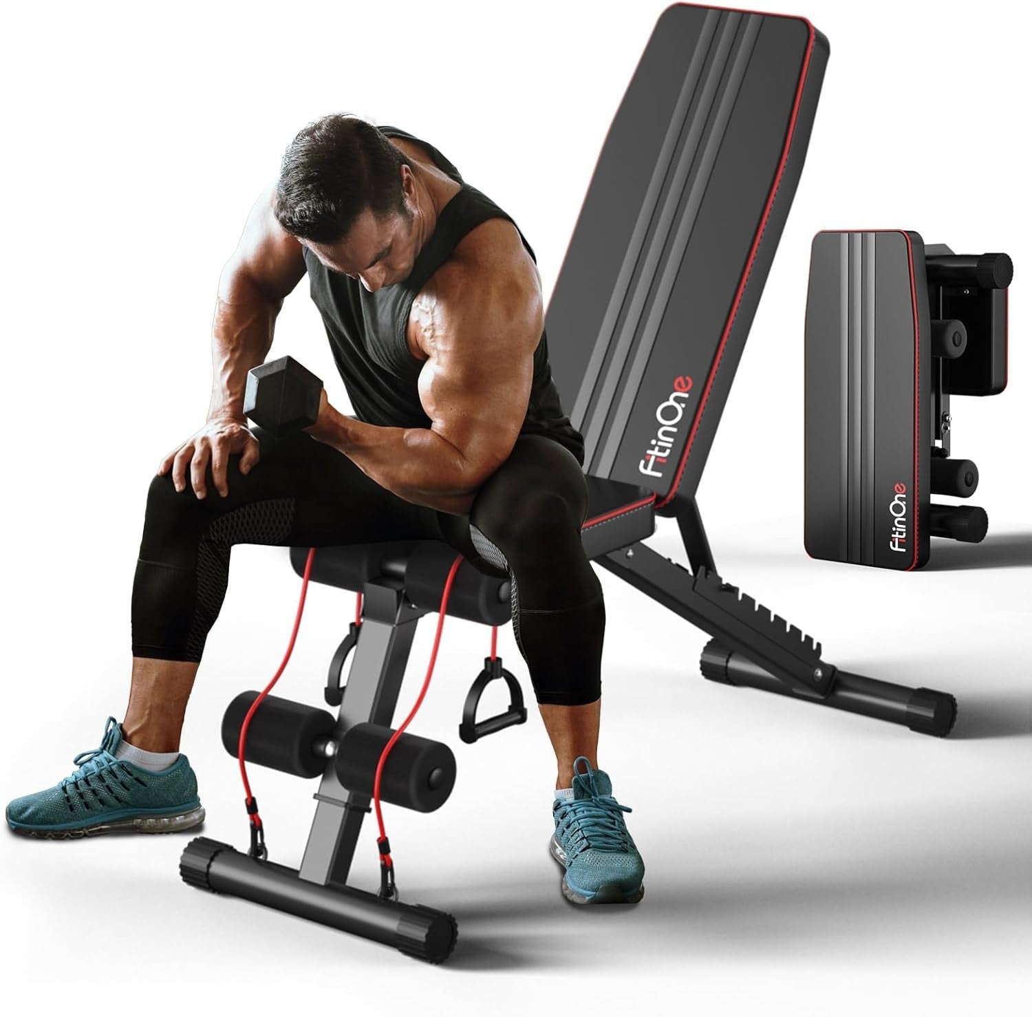 800LB Adjustable Weight Bench w Leg Extension Preacher Pad Home Gym