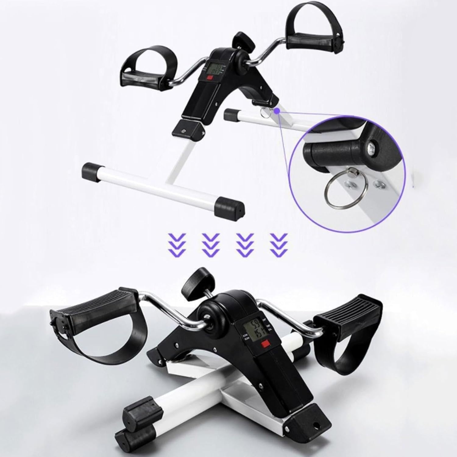 Foldable Mini Pedal Exerciser Under Desk Arm Leg Trainer LCD