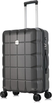 Medium ABS Hard Shell Suitcase 4 Dual Spinner Wheels TSA Lock 65L Grey