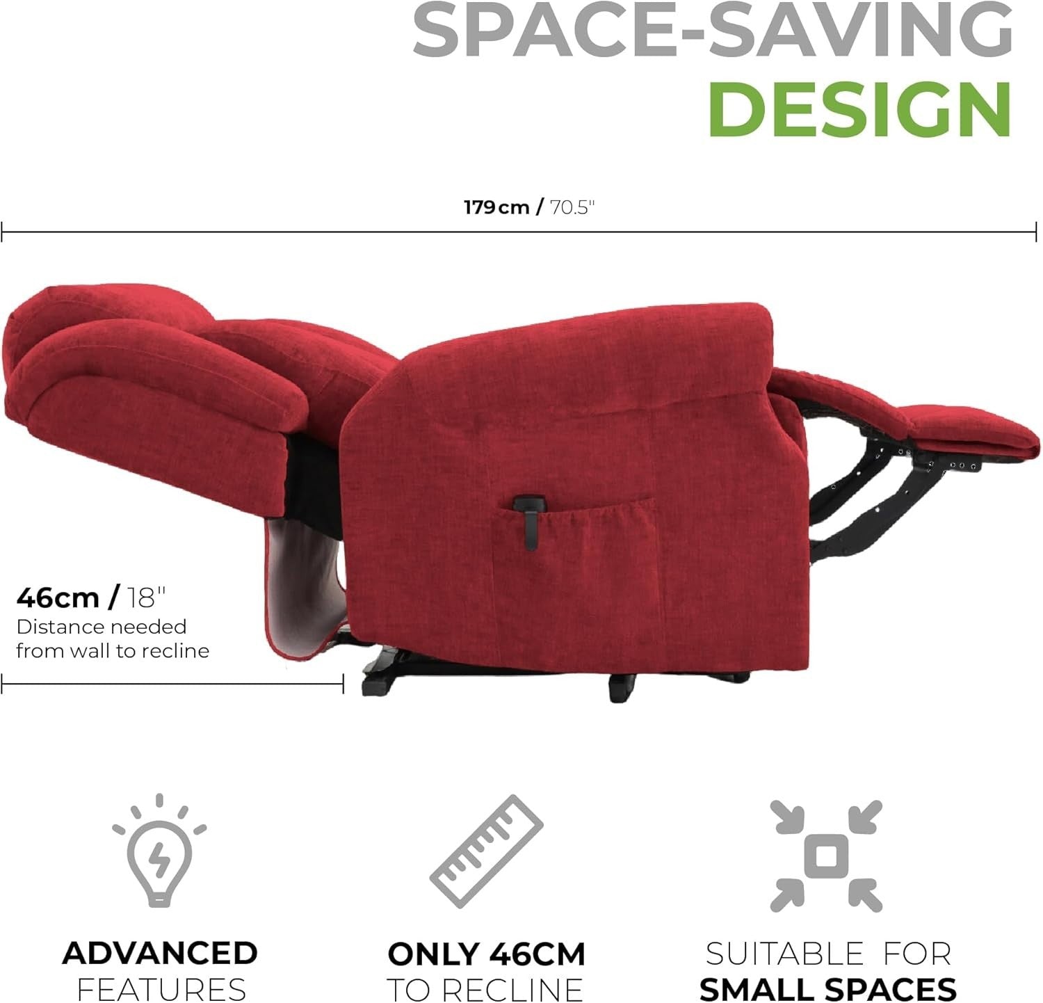Dual Motor Lift Recliner Chair Heat Massage Fabric Riser Mobility Support Wine