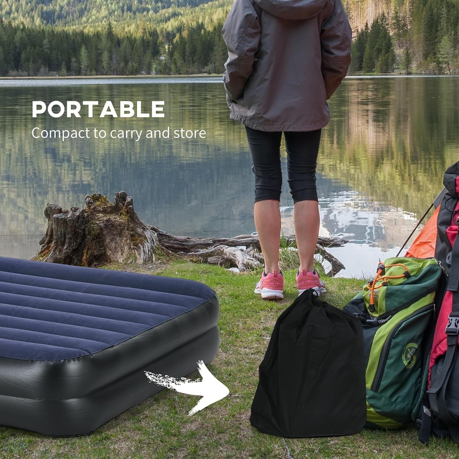 King Inflatable Air Mattress with Electric Pump & Built-in Pillow