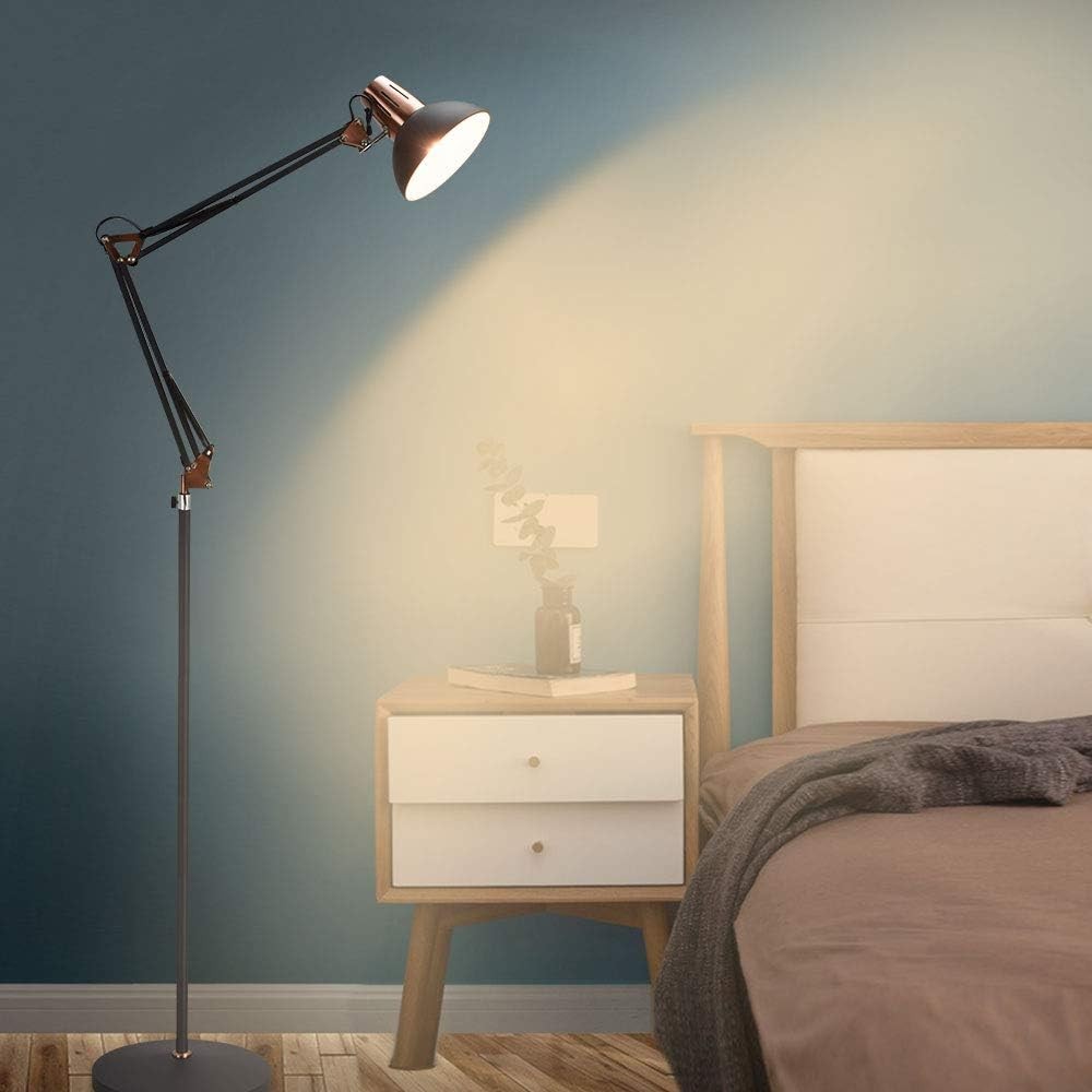 Adjustable Reading Floor Lamp LED Swing Arm Modern Standing Light Bedroom