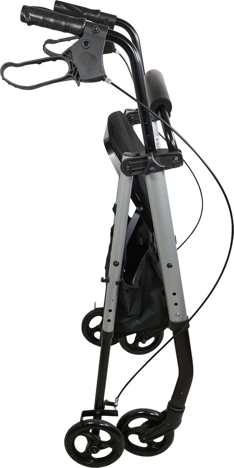 Lightweight Folding Rollator Walker with Seat Shopping Bag Hand Brakes