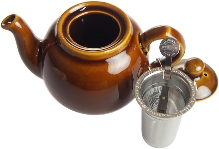 Ceramic Teapot with Infuser 600ml Brown Farmhouse Loose Leaf Tea Pot