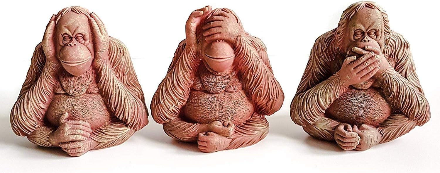 Large Wise Monkeys Garden Ornaments Set – Hear No Speak No See No Evil Statues