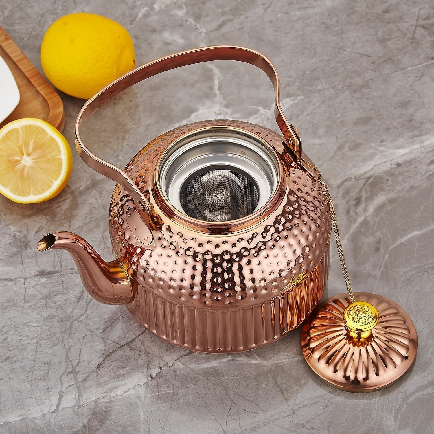 Copper Stainless Steel Teapot with Infuser 1.5L Loose Leaf Tea Pot
