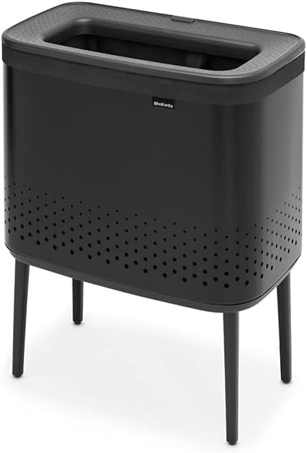 Modern 60L Laundry Bin with Lid, Quick-Drop Opening, Removable Liner Bag