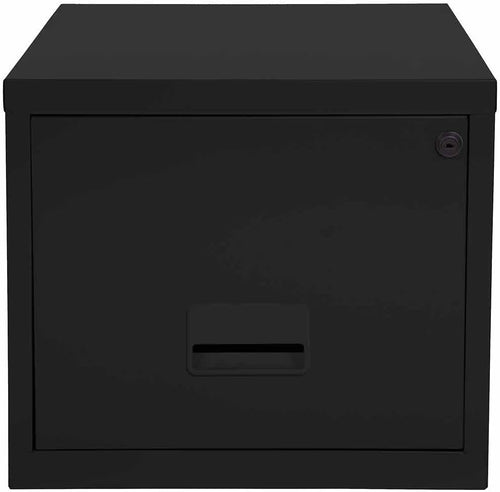 Black Steel A4 Filing Cabinet 1 Drawer Lockable Under Desk
