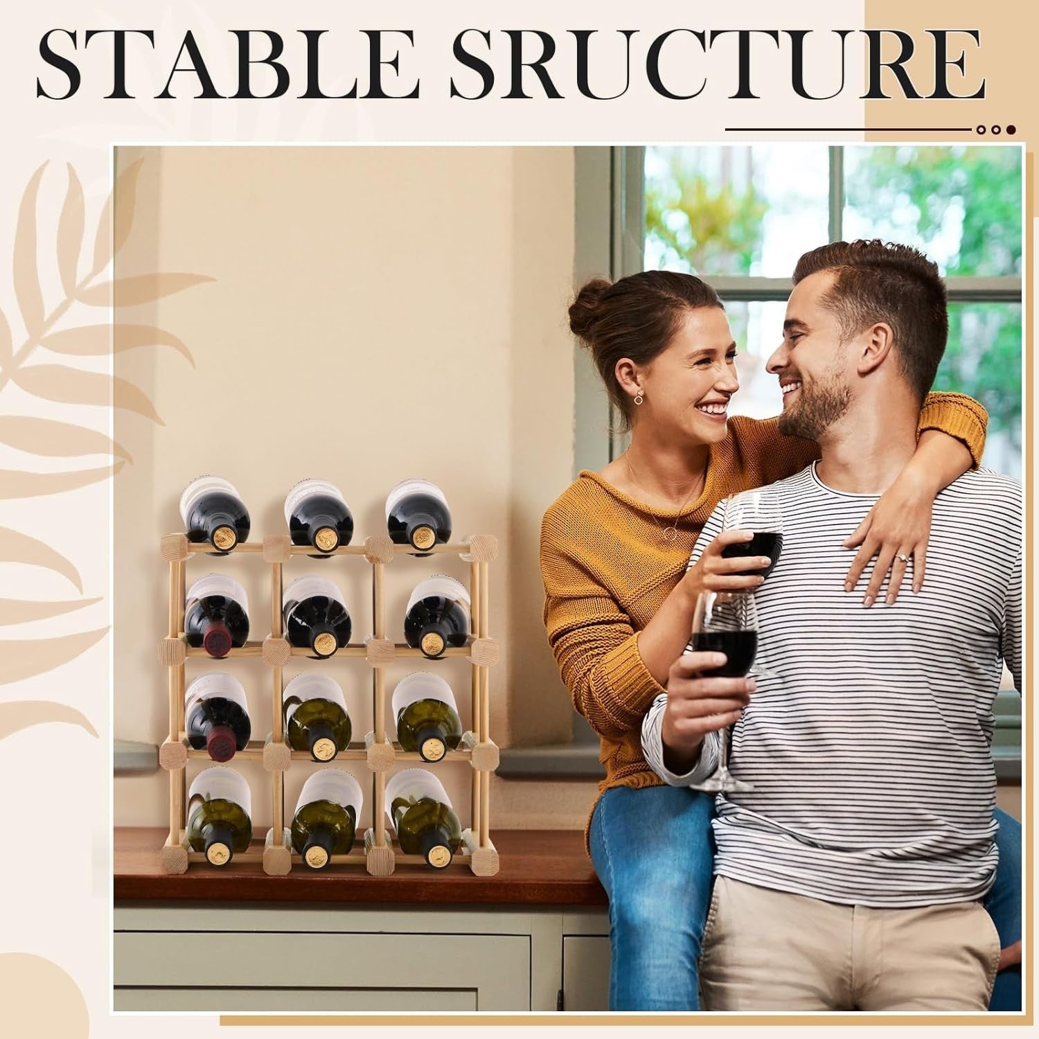 Stackable Wooden Wine Rack 12 Bottle Holder | Modular Countertop Storage Stand